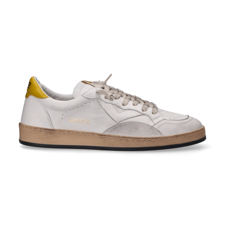 4B12 - Sneakers - Playnew - Pelle - Bianca - Gialla