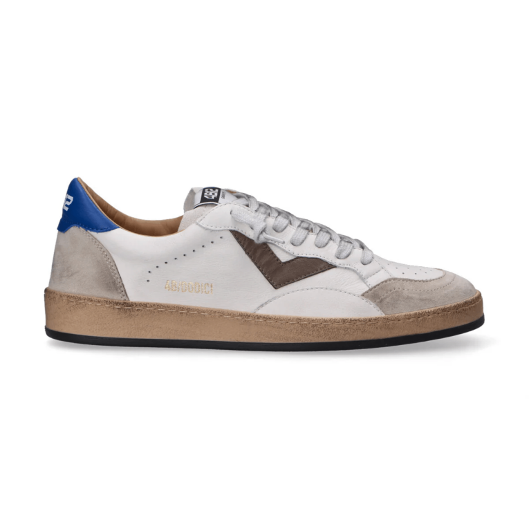 4B12 - Sneakers - Playnew - Pelle - Grigia - Blu