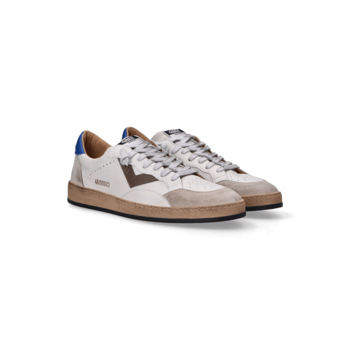 4B12 - Sneakers - Playnew - Pelle - Grigia - Blu