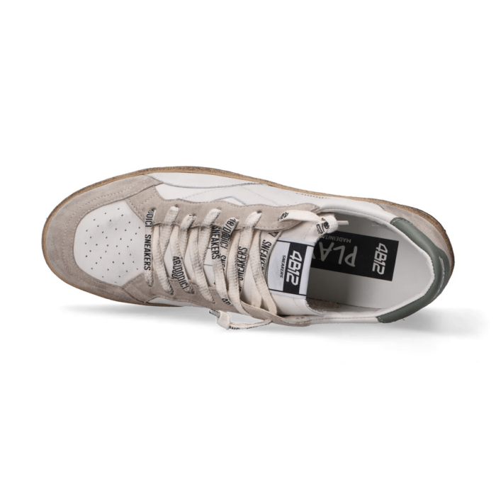 4B12 - Sneakers - Playnew - Pelle - Bianca - Verde